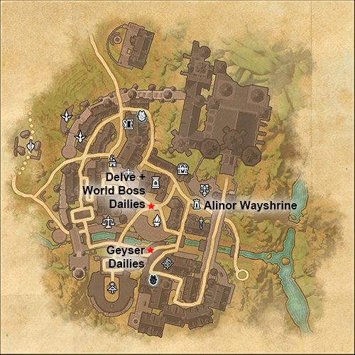 Location of Dailies givers in Alinor, Summerset