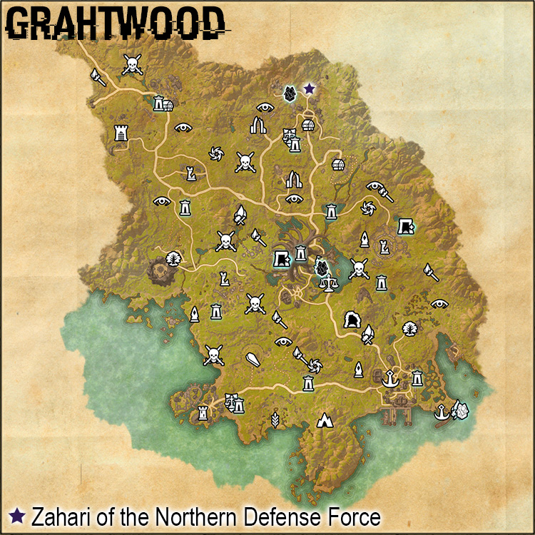 Map of Grahtwood Quest Giver Locations