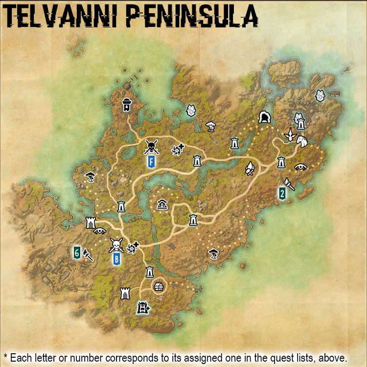 Map of Telvanni Peninsula Delve and World Boss Locations