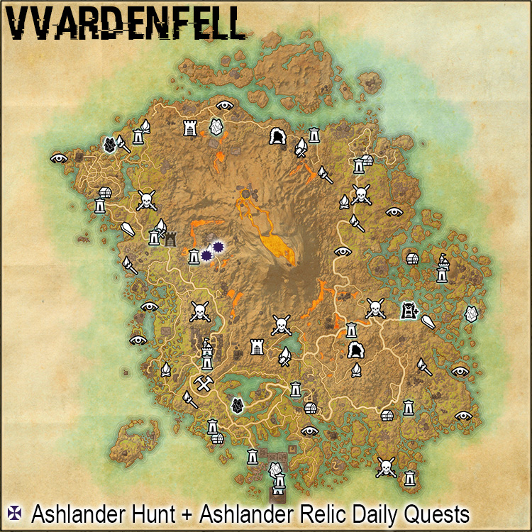 Map of Vvardenfell Quest Giver Locations