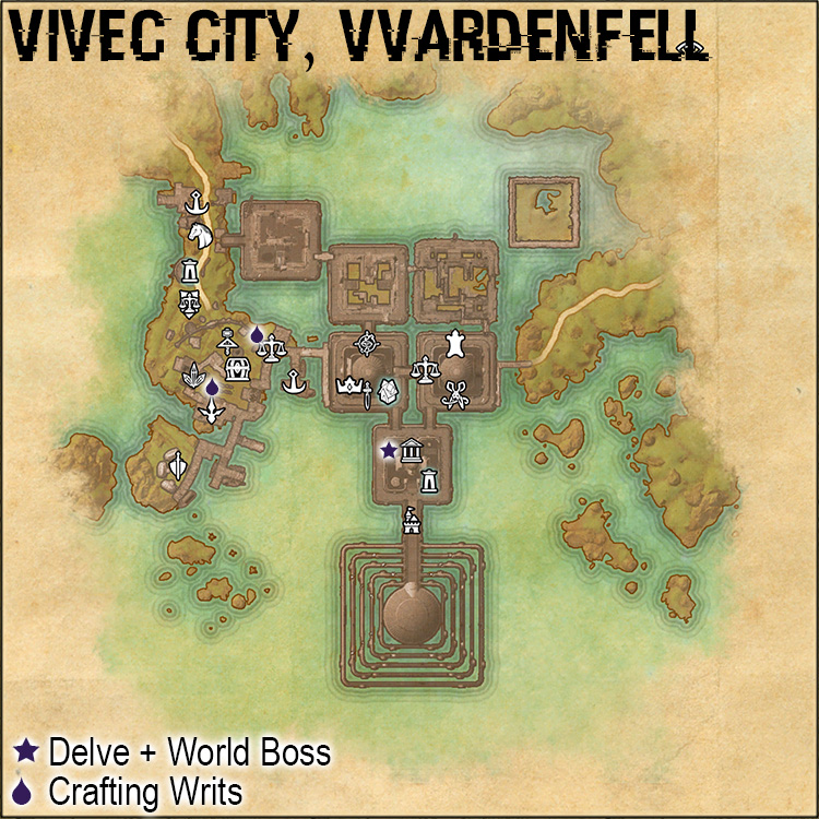 Map of Vivec City Quest Giver Locations