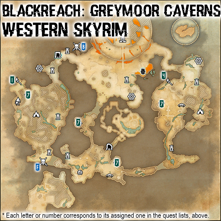 Map of Greymoor Cavern Delve and World Boss Locations